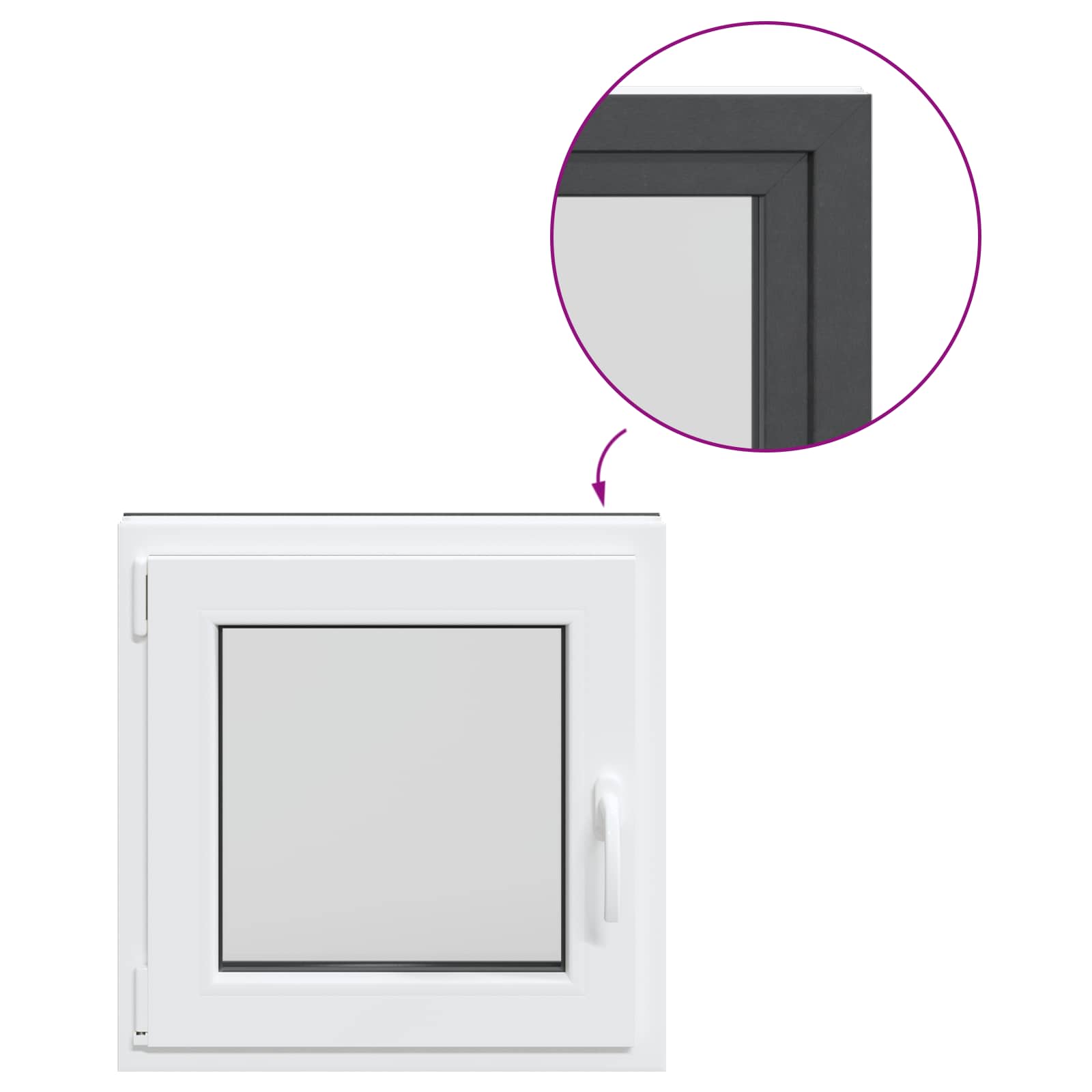 Finestra per Soffitta RISOR 60 x 60 cm PVC e Vetro Antracite | homemem39