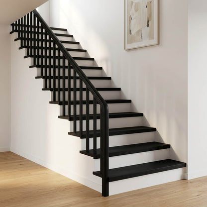 Tappeti per scale 8 pz 90 x 25 x 2 cm Nero