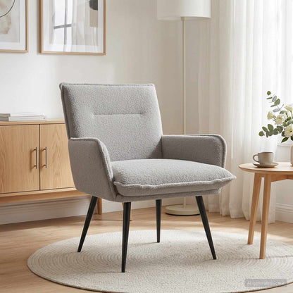 Poltrona Grigio Chiaro Bouclé