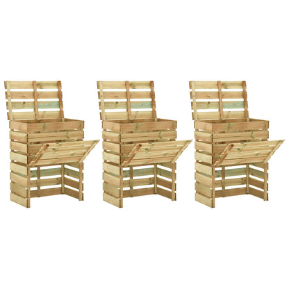Compostiera da giardino a listelli 3 pcs Verde