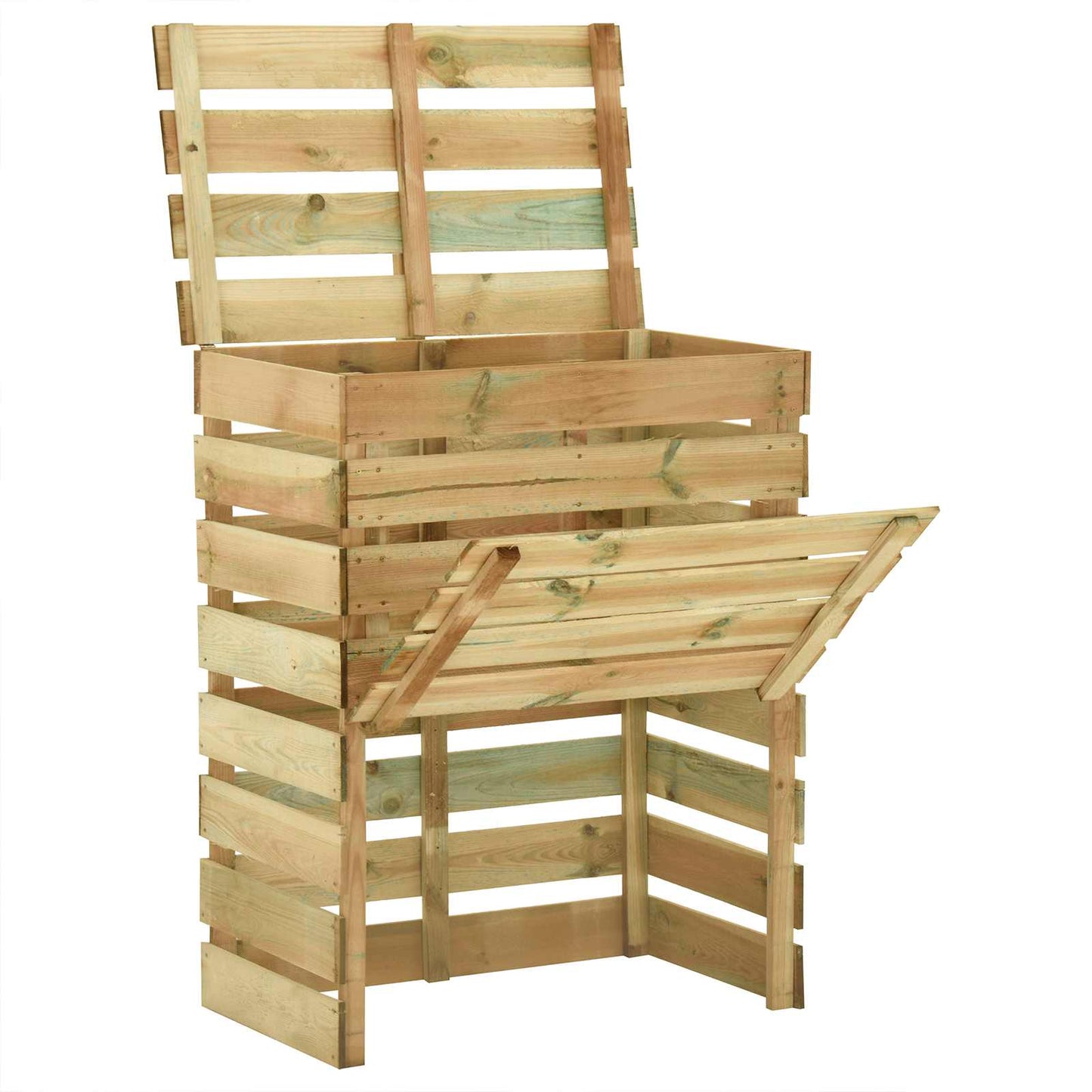 Compostiera da giardino a listelli 3 pcs Verde