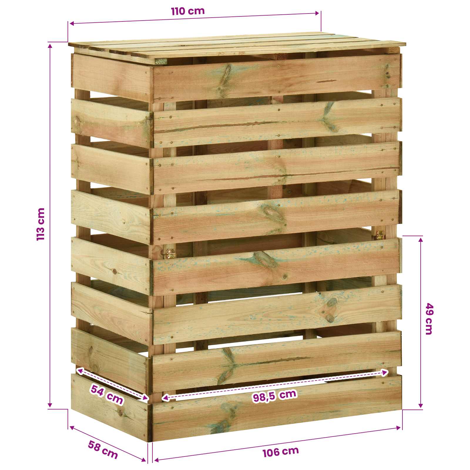 Compostiera da giardino a listelli 4 pcs Verde | homemem39