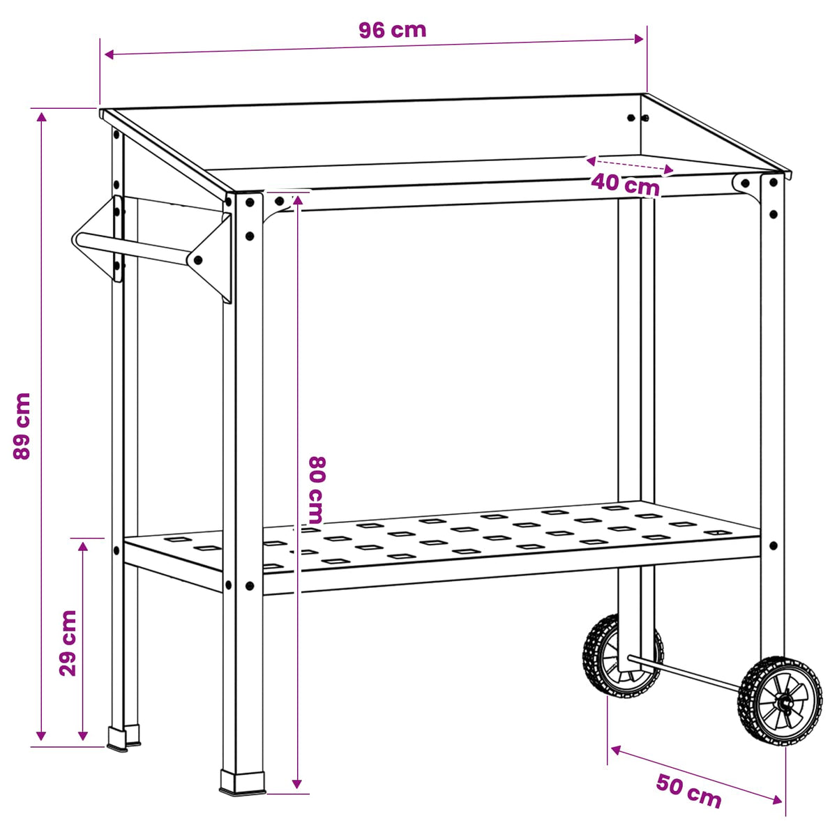 Tavolo da Vaso con Ruote 96 x 50 x 89 cm | homemem39