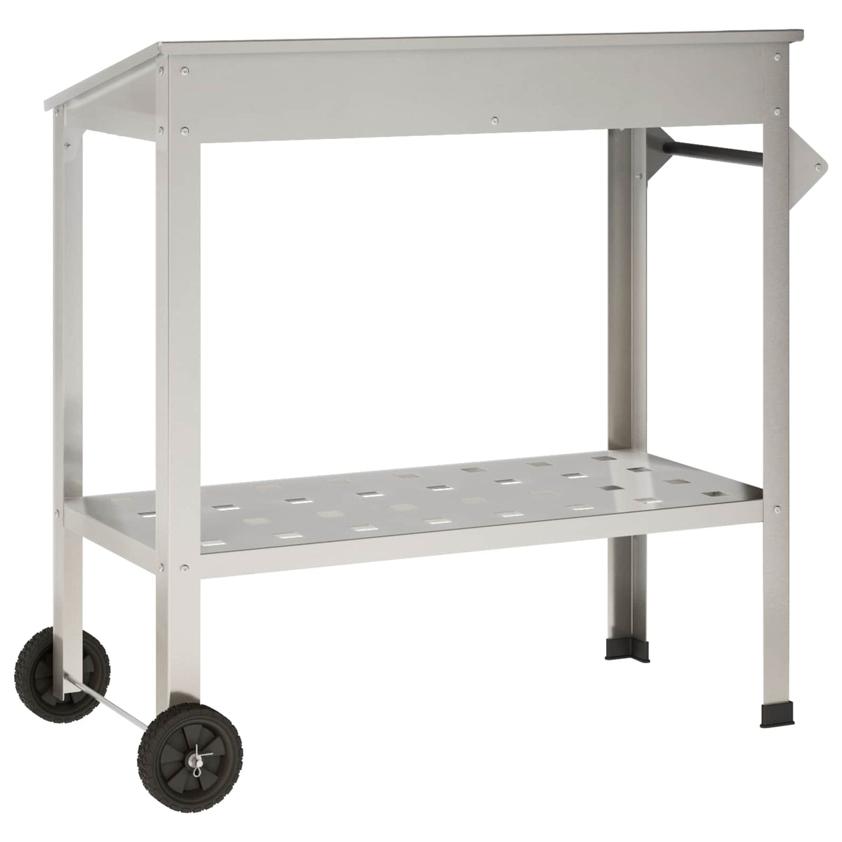 Tavolo da Vaso con Ruote 96 x 50 x 89 cm Acciaio Inox Argento