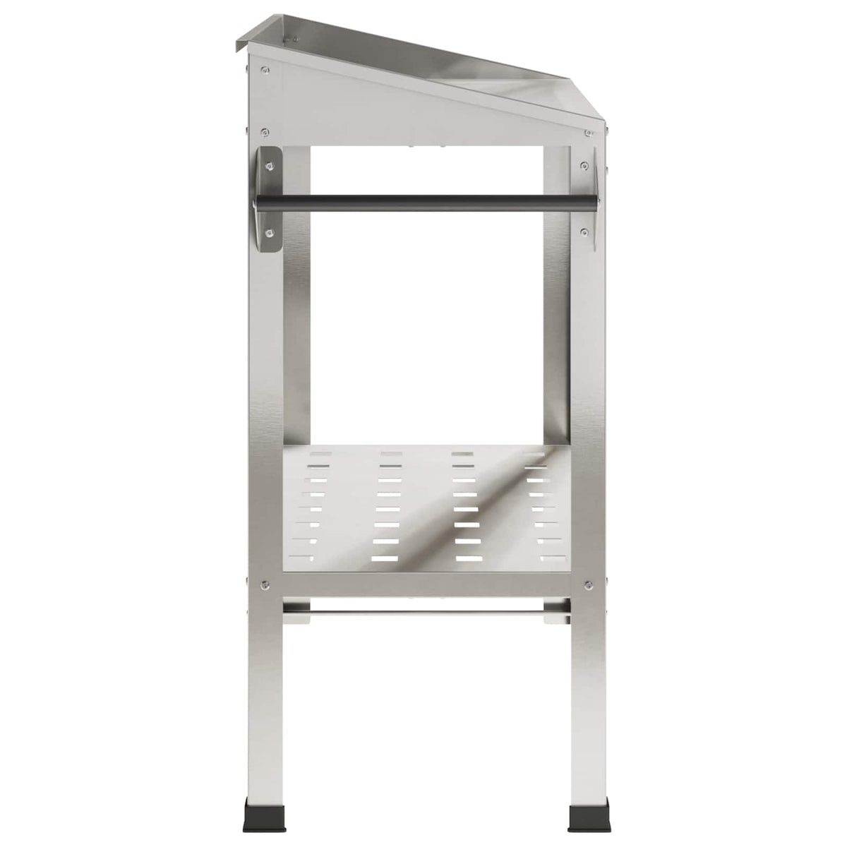Tavolo da Vaso con Ruote 96 x 50 x 89 cm Acciaio Inox Argento