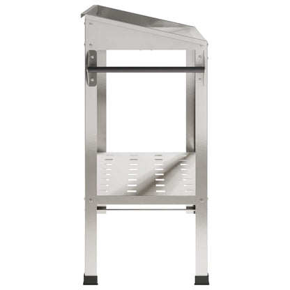 Tavolo da Vaso con Ruote 96 x 50 x 89 cm Acciaio Inox Argento