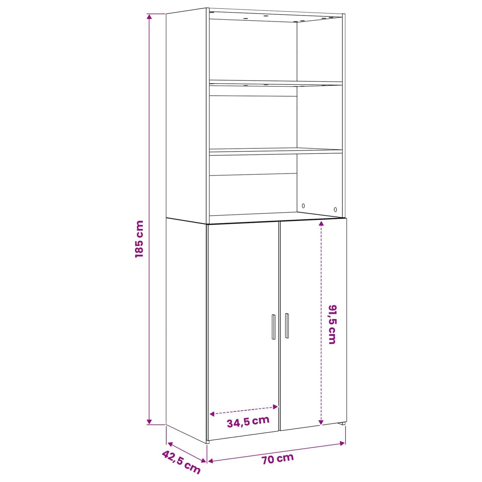 Credenza Rovere Artigianale 70 x 42,5 x 185 cm | homemem39