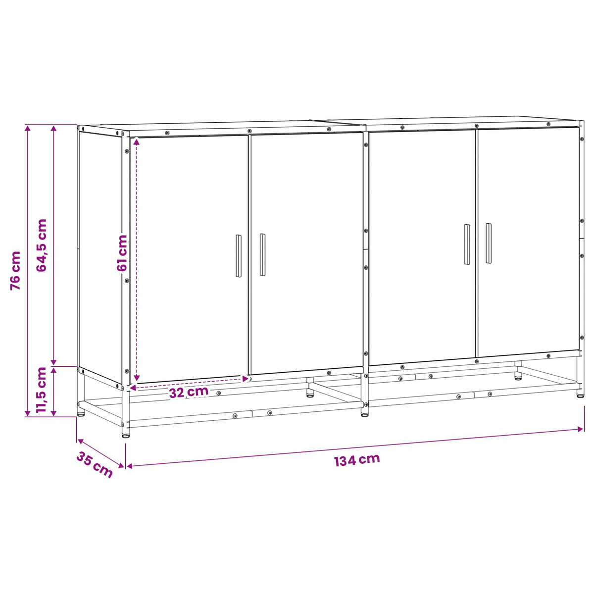 Credenza 134 x 35 x 76 cm