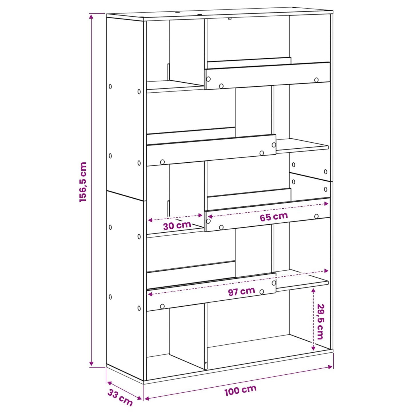 Scaffale per Libri Rovere nero 100 x 33 x 156,5 cm | homemem39
