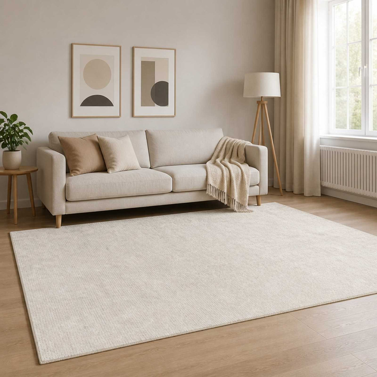 Tappeto Crema 120 x 180 cm 100% Poliestere 3 mm Lavabile | homemem39