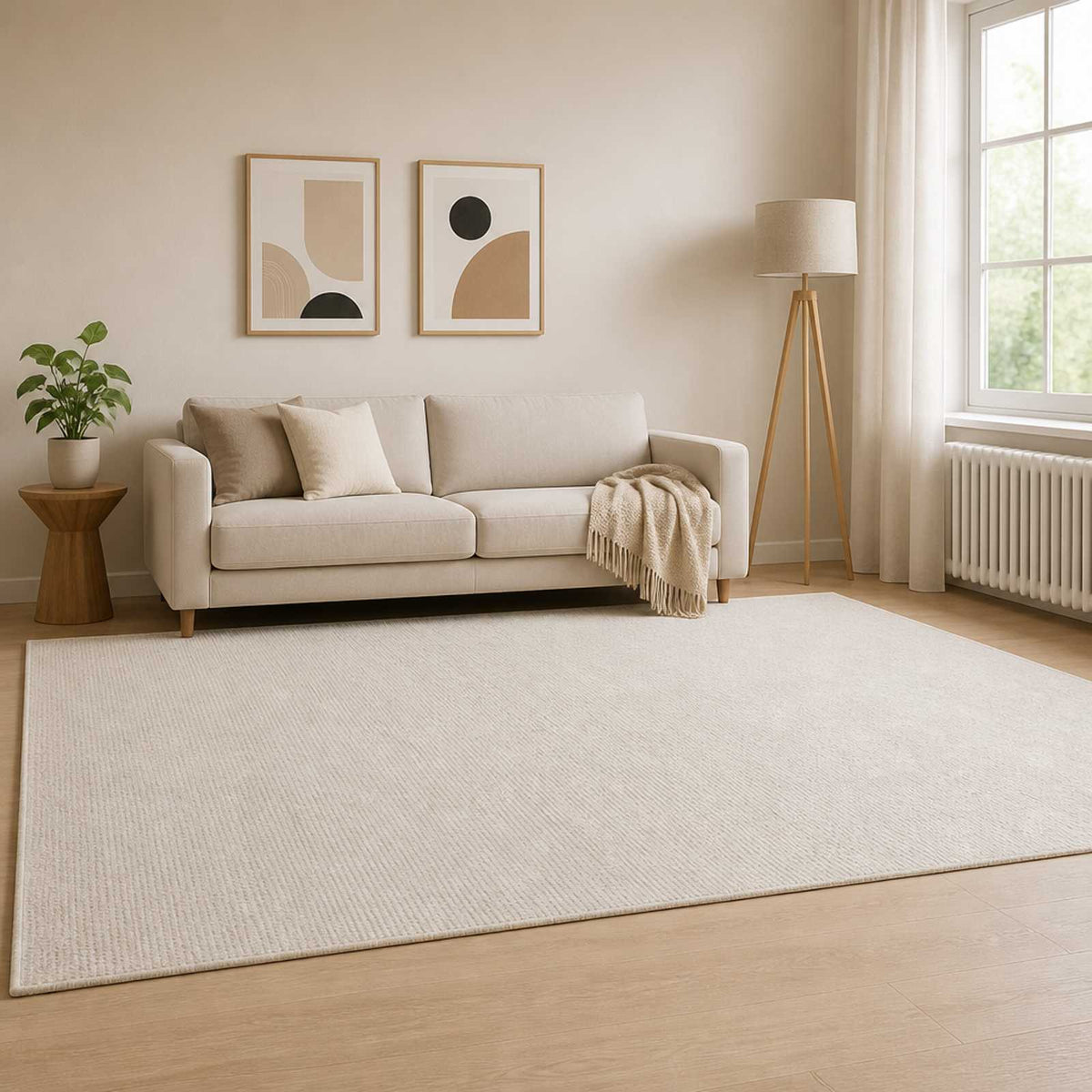 Tappeto Crema 160 x 230 cm 100% Poliestere 3 mm Lavabile | homemem39