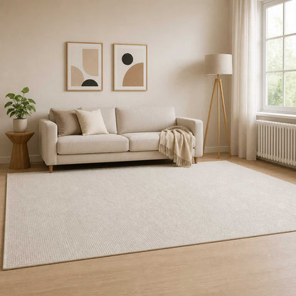 Tappeto Crema 160 x 230 cm 100% Poliestere 3 mm Lavabile | homemem39