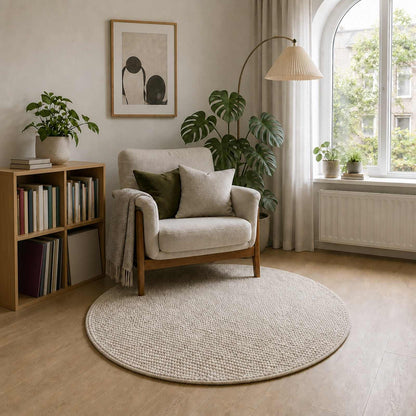Tappeto Crema Ø 120 cm 100% Poliestere 3 mm Lavabile | homemem39