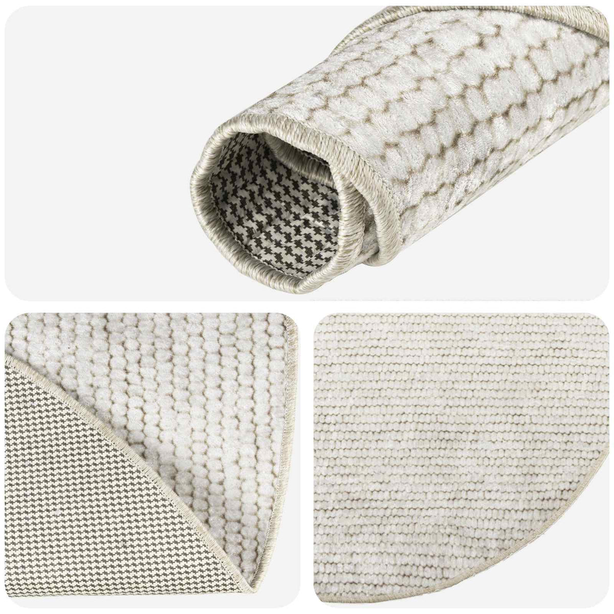 Tappeto Crema Ø 120 cm 100% Poliestere 3 mm Lavabile | homemem39