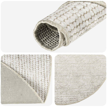 Tappeto Crema Ø 120 cm 100% Poliestere 3 mm Lavabile | homemem39