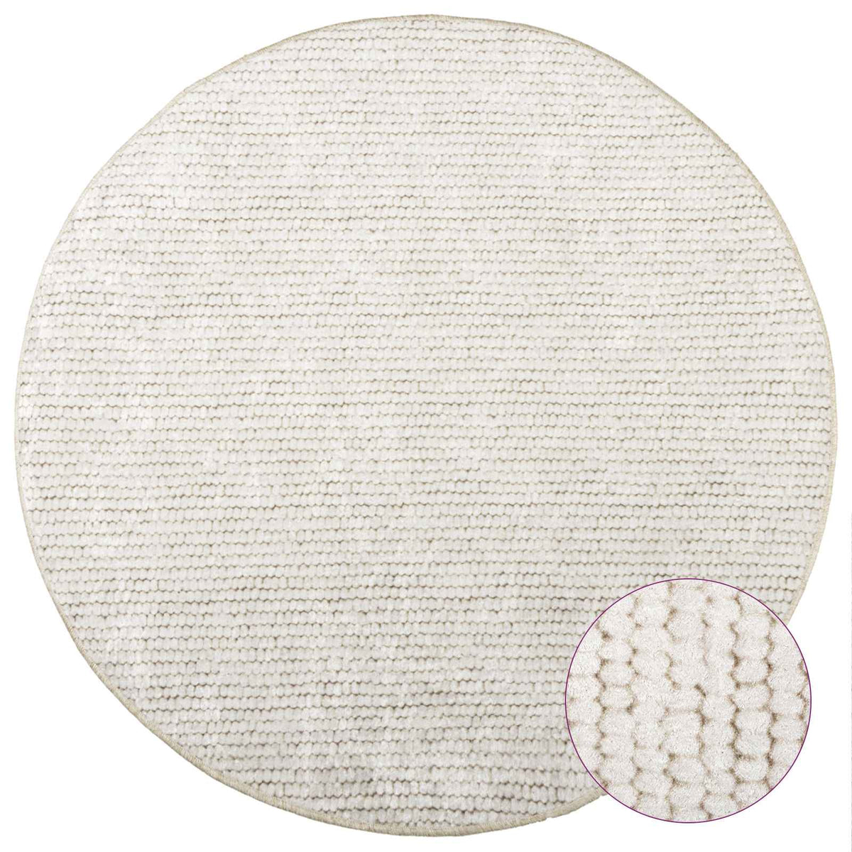 Tappeto Crema Ø 120 cm 100% Poliestere 3 mm Lavabile | homemem39