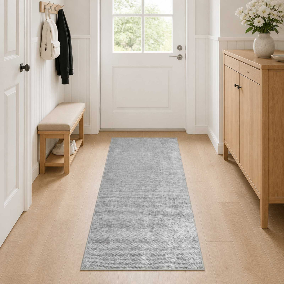 Tappeto Grigio 80 x 400 cm 100% Poliestere 3 mm Lavabile | homemem39