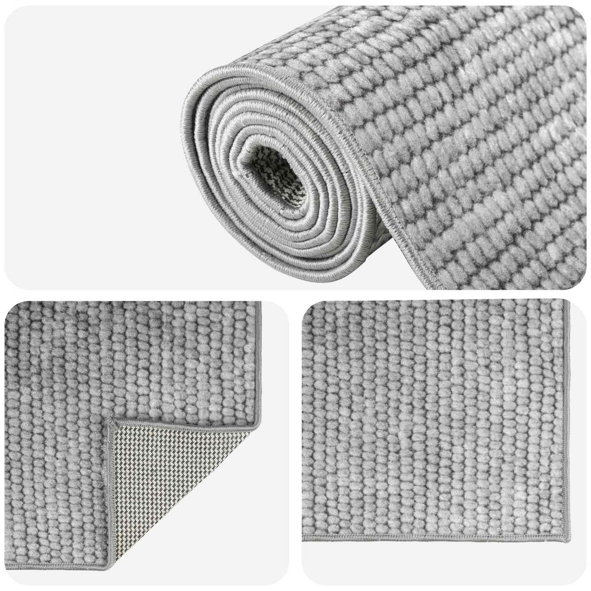Tappeto Grigio 80 x 400 cm 100% Poliestere 3 mm Lavabile | homemem39