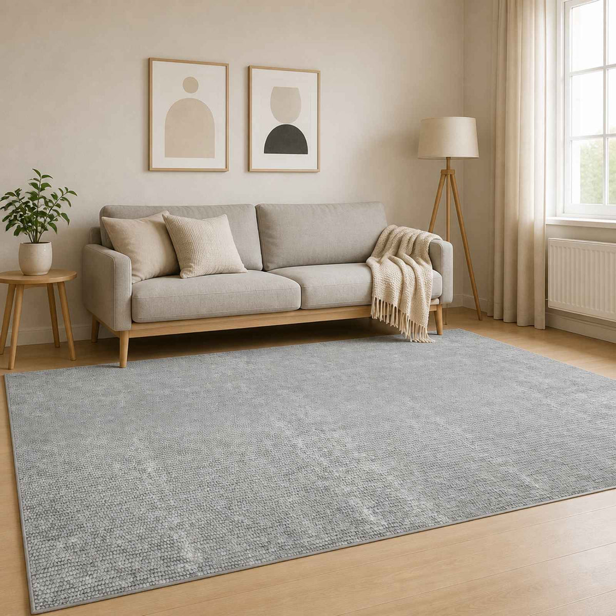 Tappeto Grigio 160 x 230 cm 100% Poliestere 3 mm Lavabile