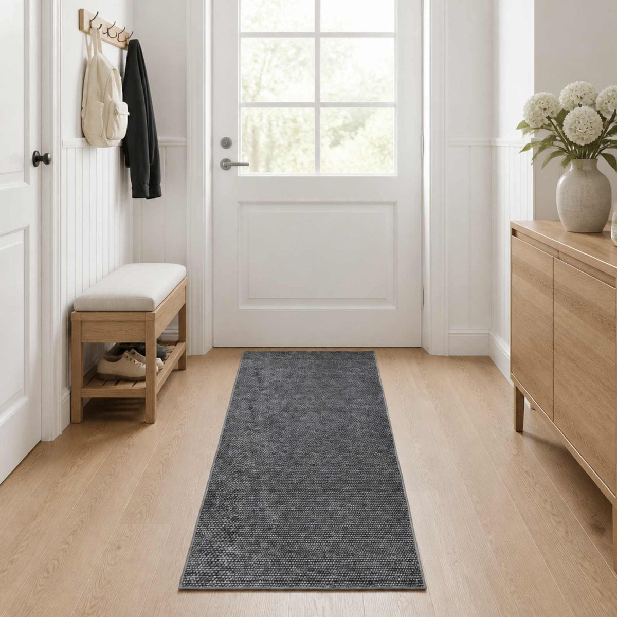 Tappeto Antracite 50 x 200 cm 100% Poliestere 3 mm Lavabile