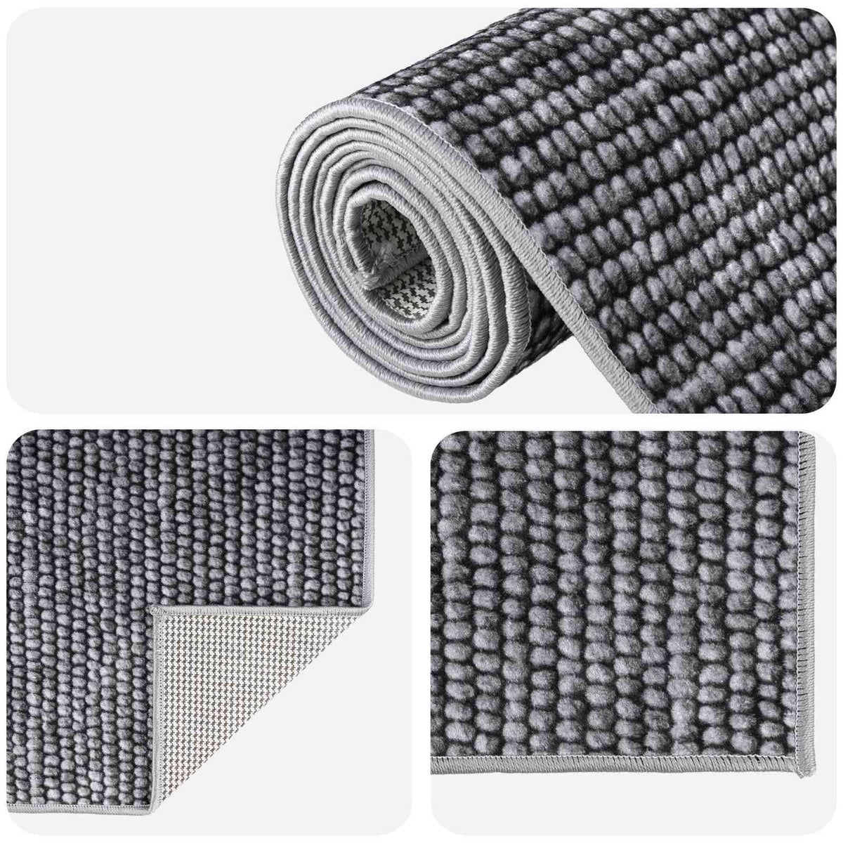 Tappeto Antracite 190 x 300 cm 100% Poliestere 3 mm Lavabile