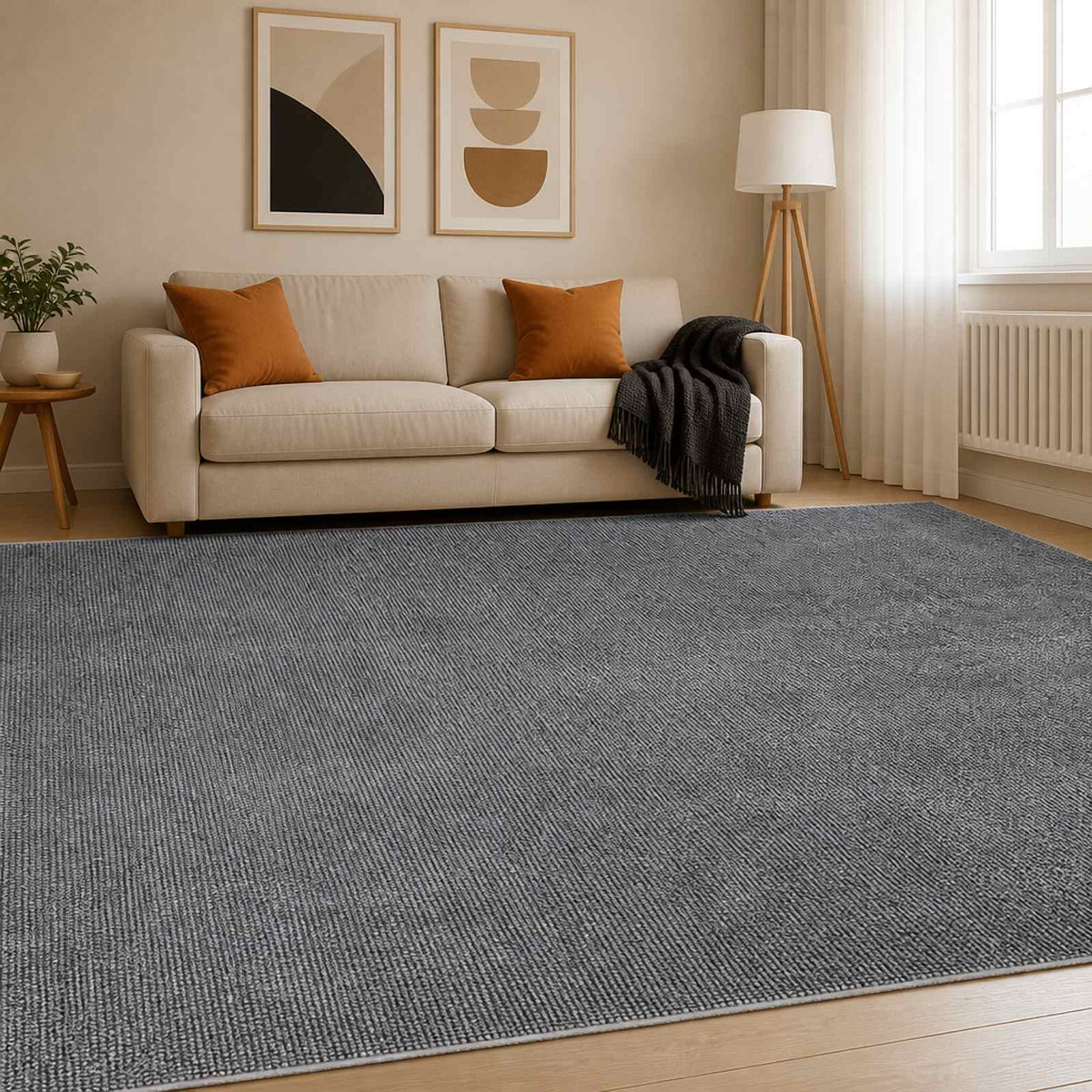 Tappeto Antracite 300 x 400 cm 100% Poliestere 3 mm Lavabile | homemem39