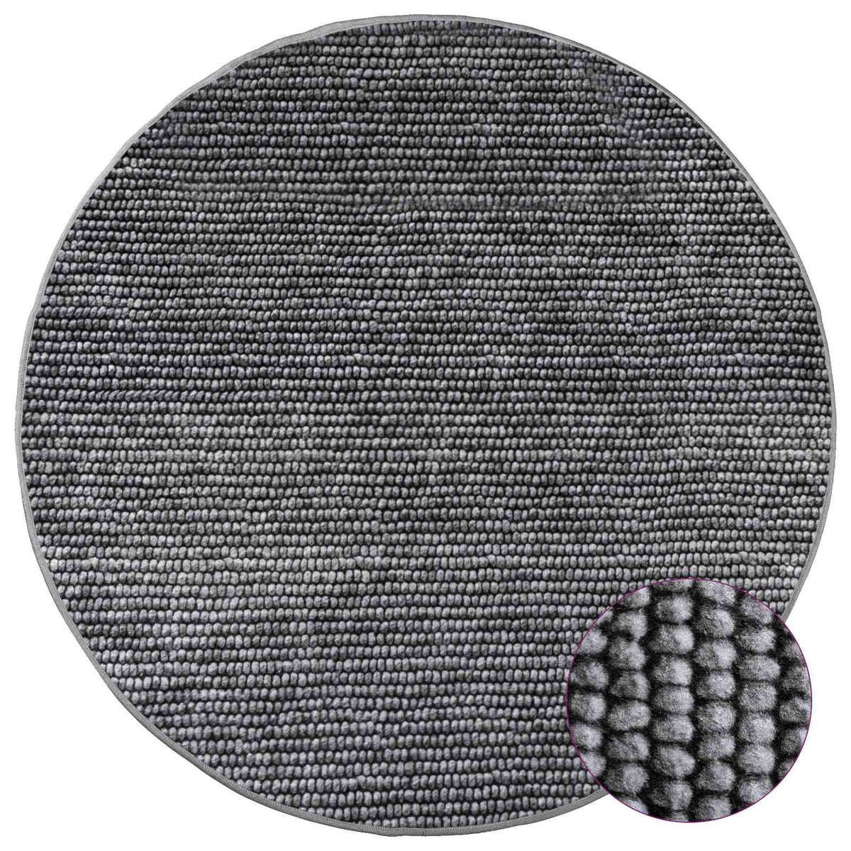 Tappeto Antracite Ø 120 cm 100% Poliestere 3 mm Lavabile | homemem39