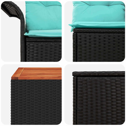 Set di divani 6 pz 4-Numero di posti Nero e Blu | homemem39