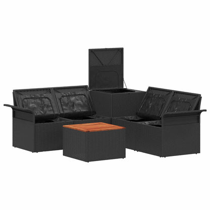 Set di divani 6 pz 4-Numero di posti Nero e Blu | homemem39