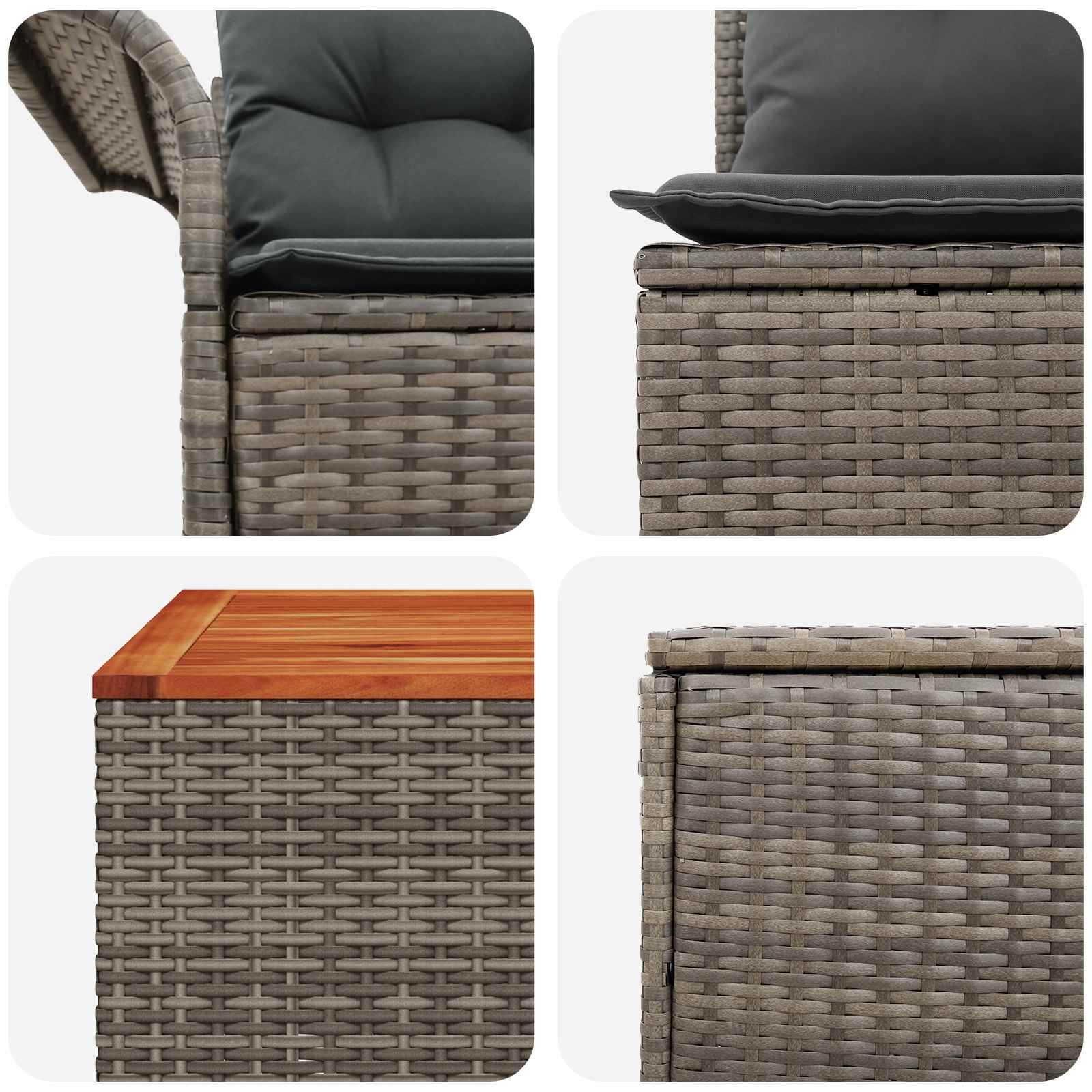 Set di divani 6 pz 4-Numero di posti Grigio e Grigio Scuro | homemem39