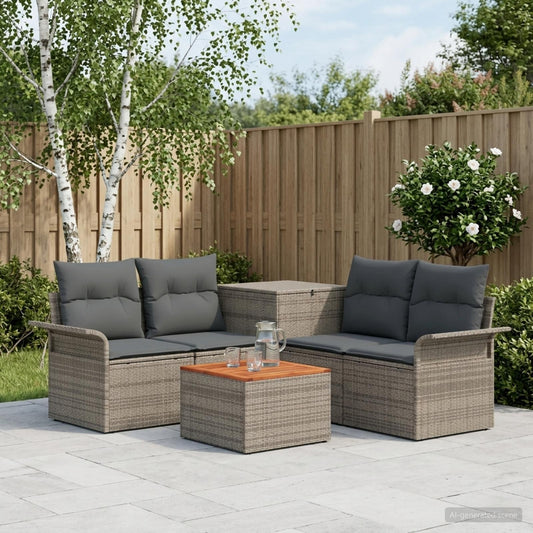 Set di divani 6 pz 4-Numero di posti Grigio e Grigio Scuro | homemem39