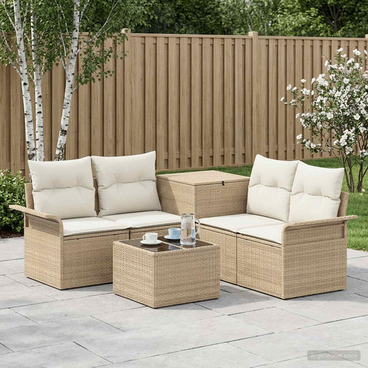 Set di divani 6 pz 4-Numero di posti Beige e Bianco Crema