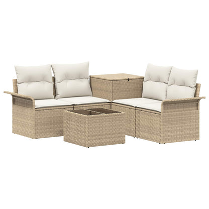 Set di divani 6 pz 4-Numero di posti Beige e Bianco Crema