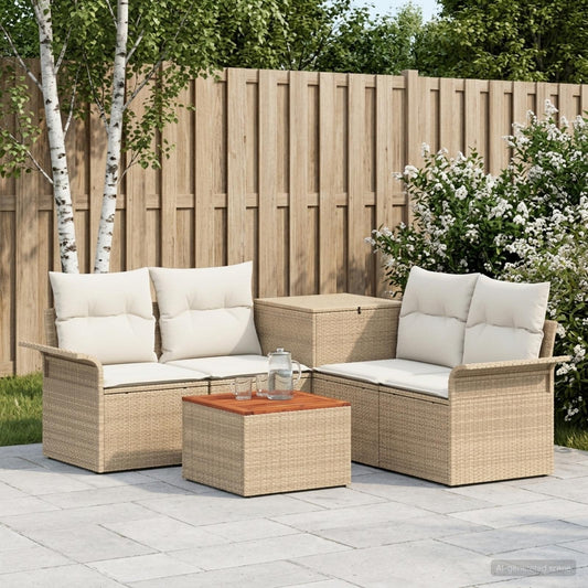Set di divani 6 pz 4-Numero di posti Beige e Bianco Crema | homemem39
