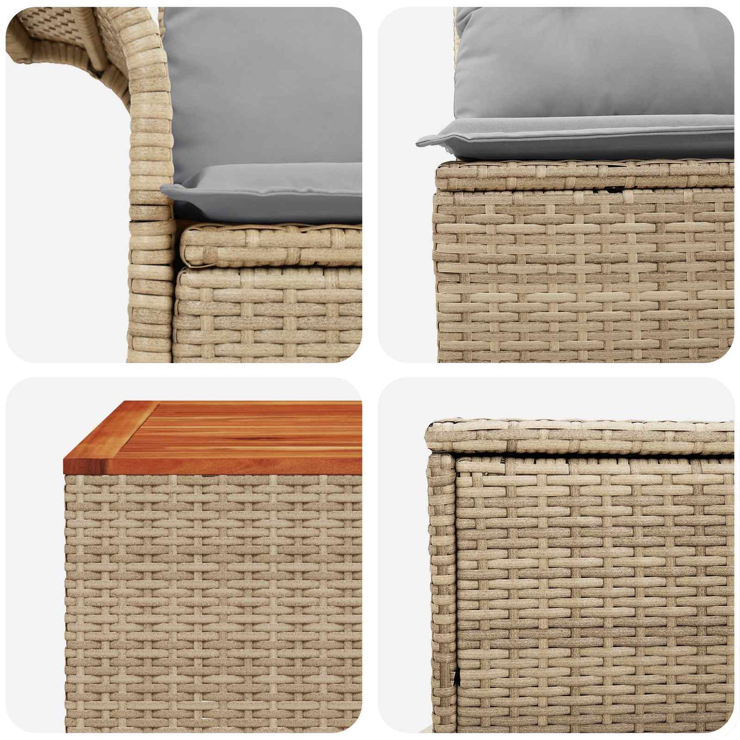 Set di divani 6 pz 4-Numero di posti Beige e Grigio Chiaro