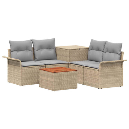 Set di divani 6 pz 4-Numero di posti Beige e Grigio Chiaro