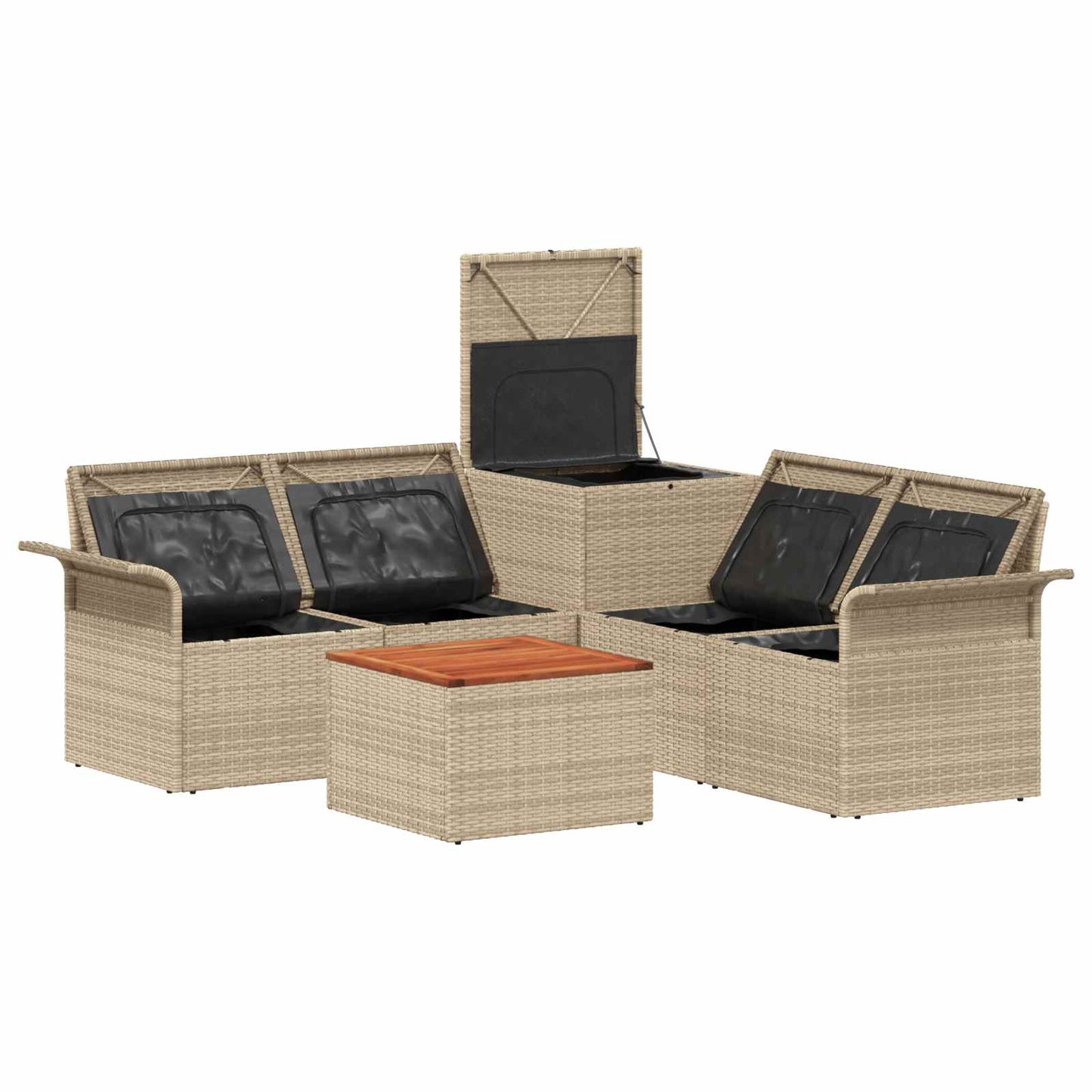 Set di divani 6 pz 4-Numero di posti Beige e Grigio Chiaro