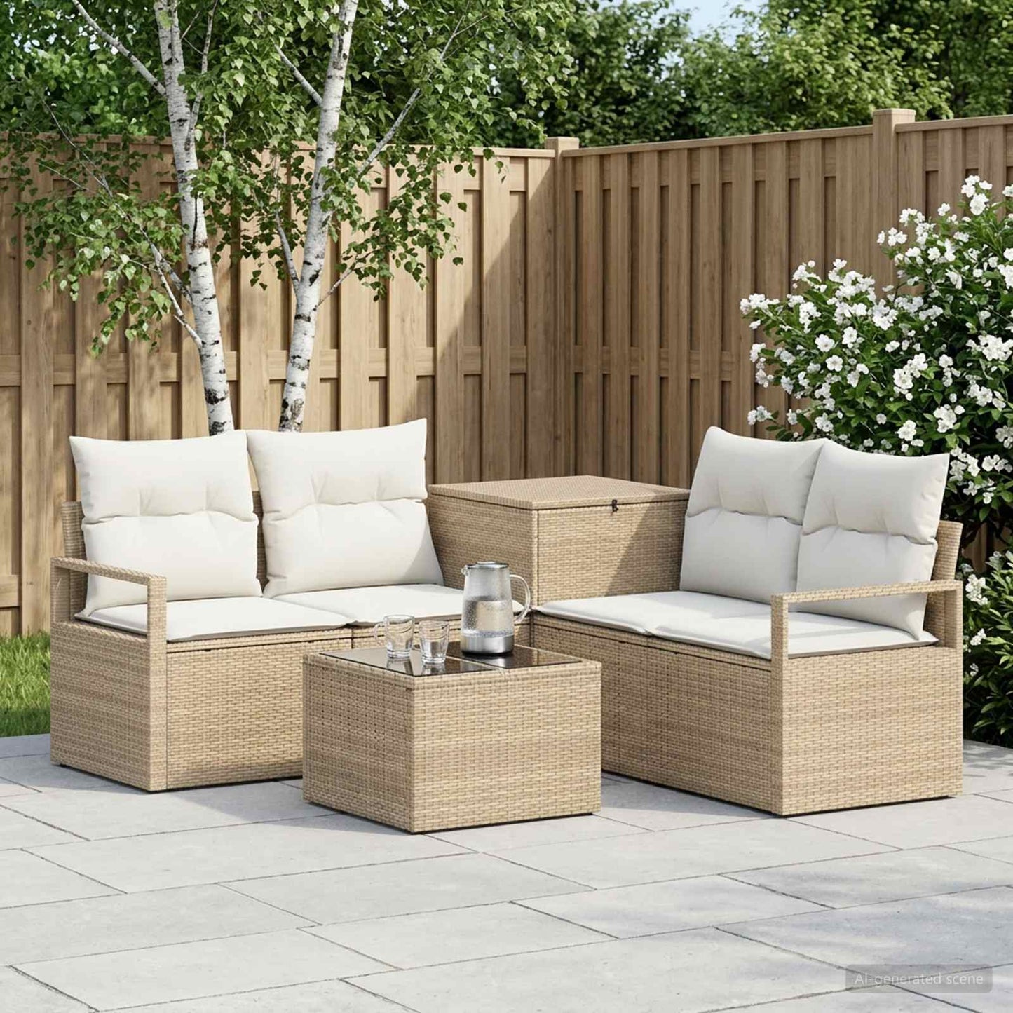 Set di divani 6 pz Beige e Bianco Crema | homemem39