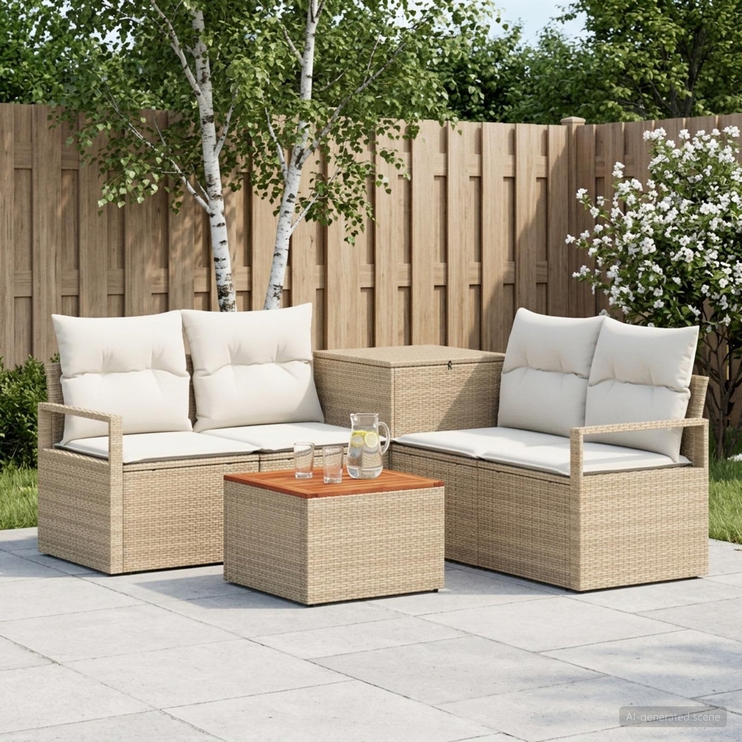 Set di divani 6 pz Beige e Bianco Crema | homemem39