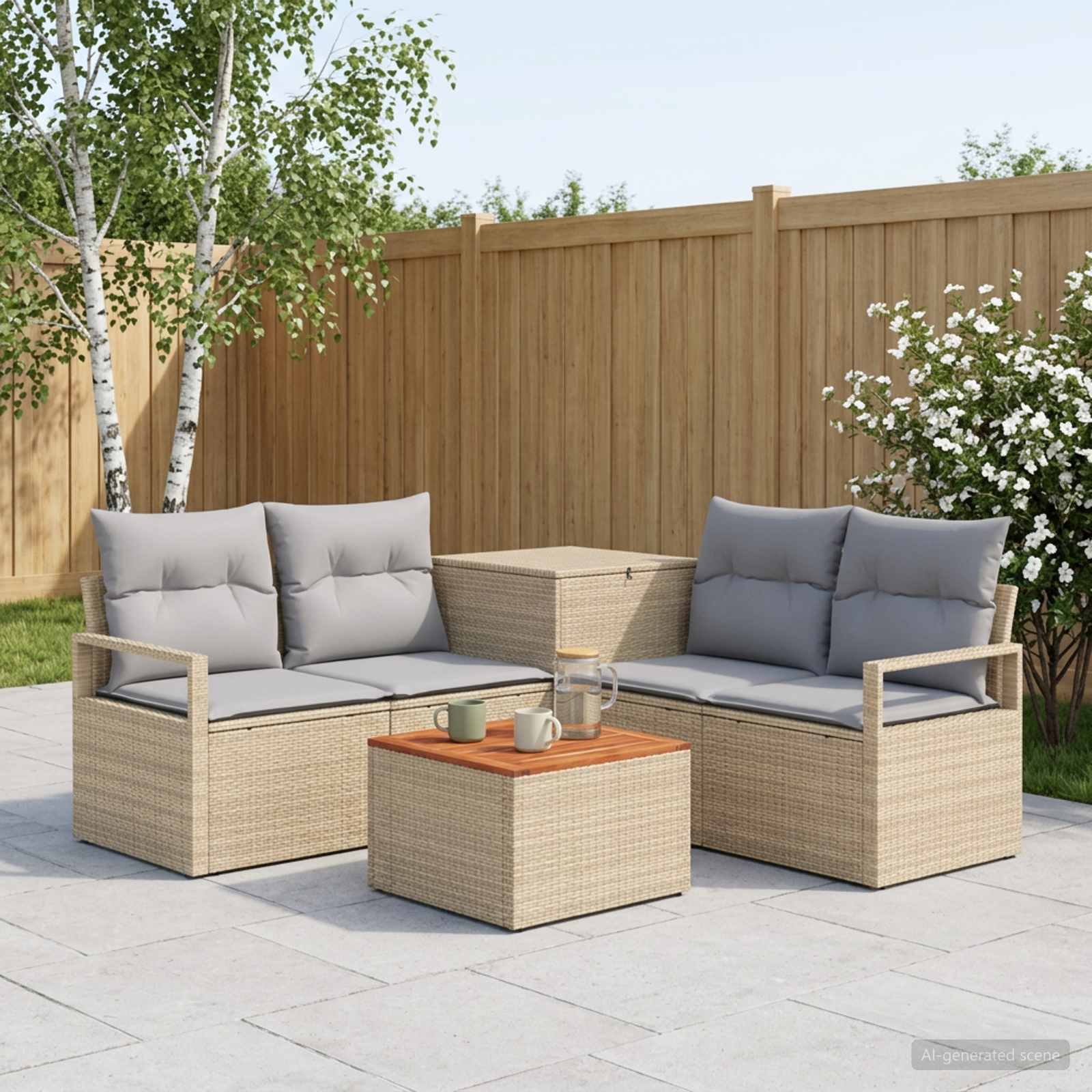 Set di divani 6 pz Beige e Grigio Chiaro | homemem39