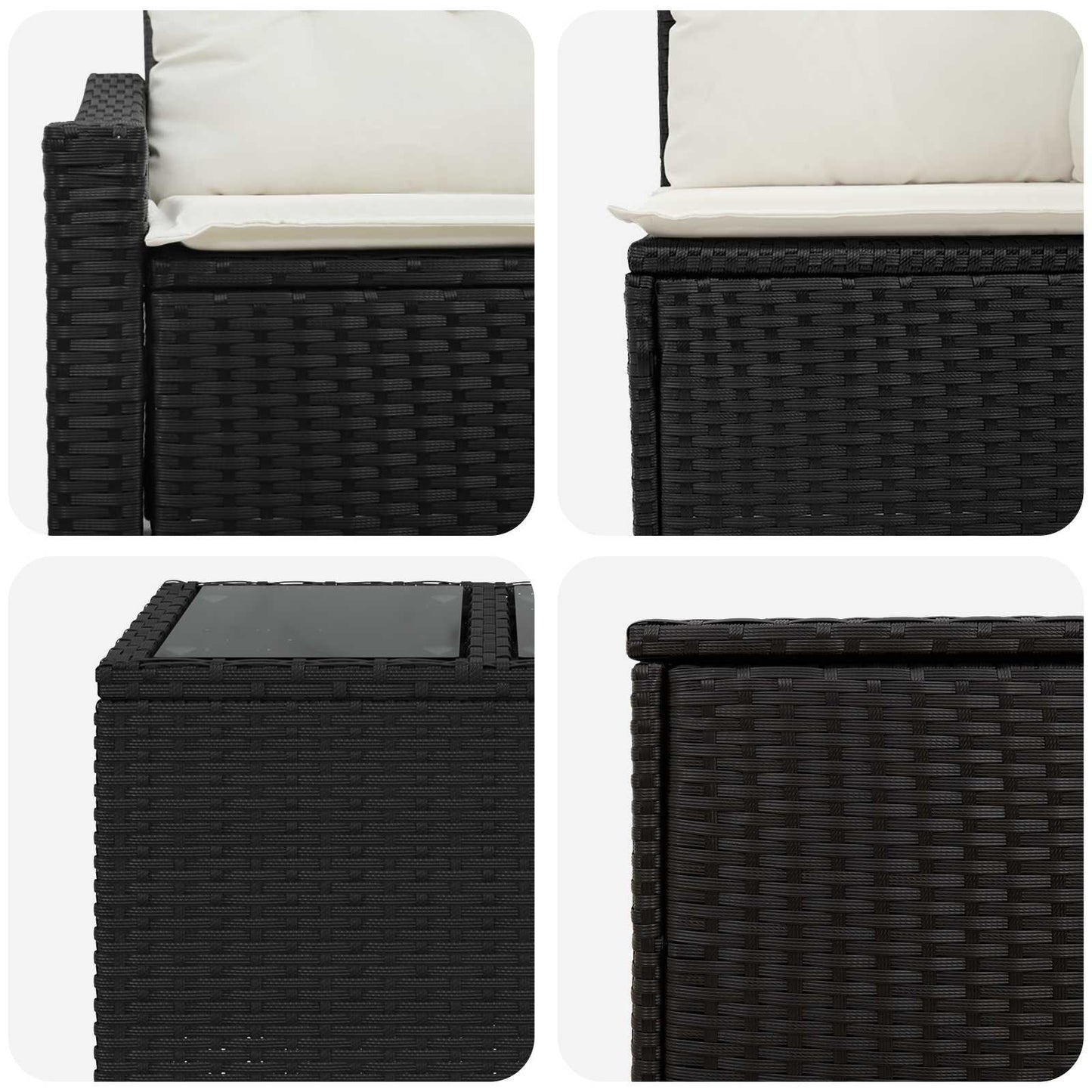 Set di divani 6 pz Nero e Bianco Crema | homemem39