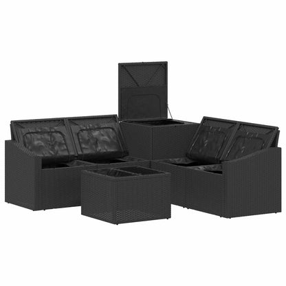 Set di divani 6 pz Nero Rattan sintetico e Acciaio | homemem39