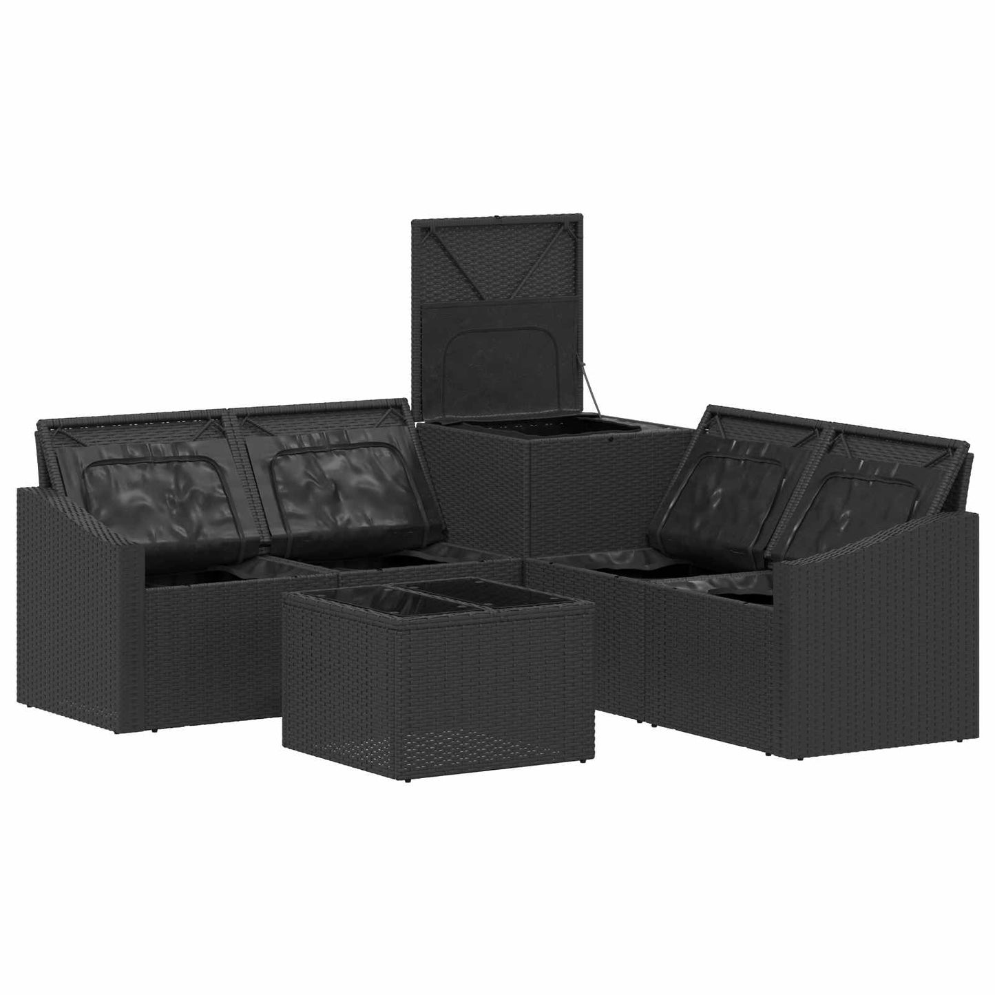Set di divani 6 pz Nero e Bianco Crema | homemem39