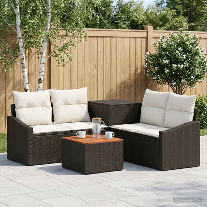 Set di divani 6 pz Nero e Bianco Crema | homemem39