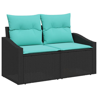 Set di divani 6 pz Nero e Blu Rattan sintetico e Acciaio | homemem39
