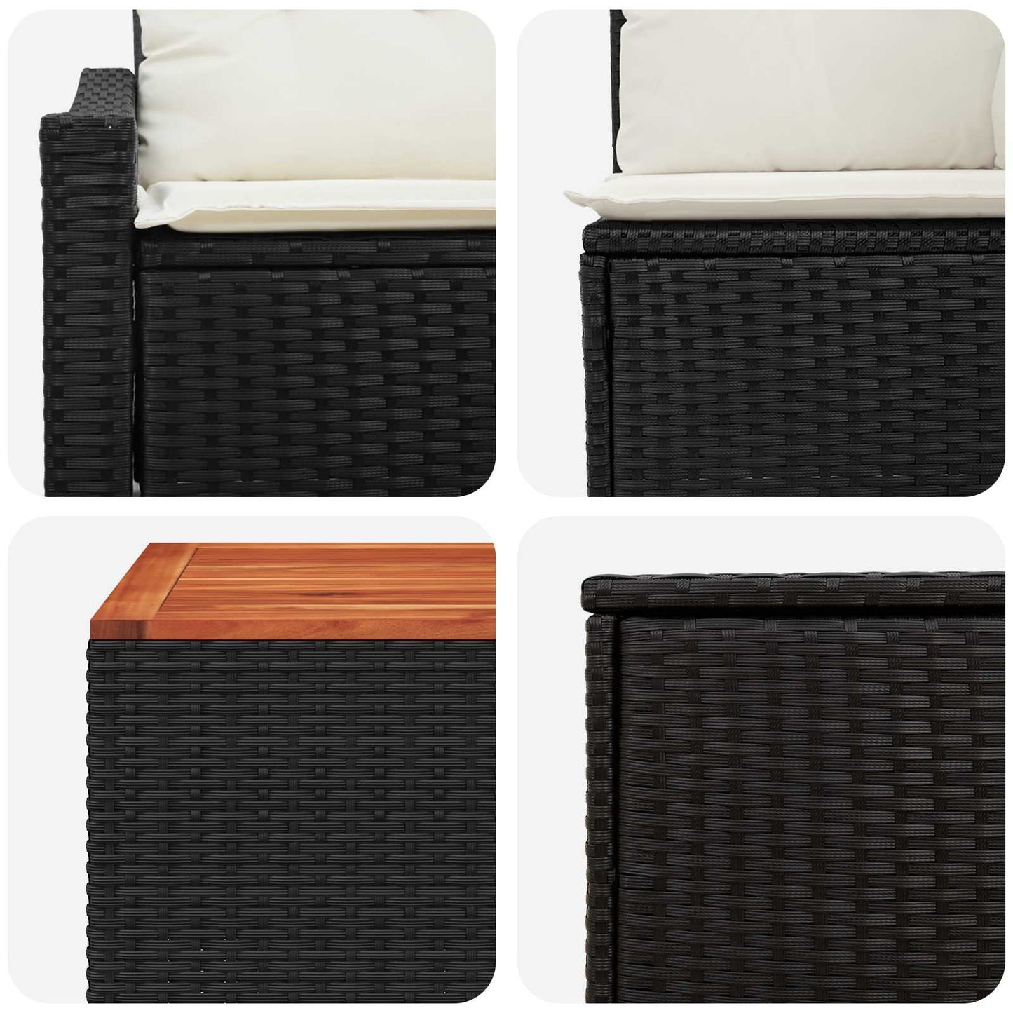 Set di divani 6 pz Nero e Bianco Crema | homemem39