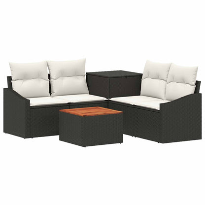 Set di divani 6 pz Nero e Bianco Crema | homemem39