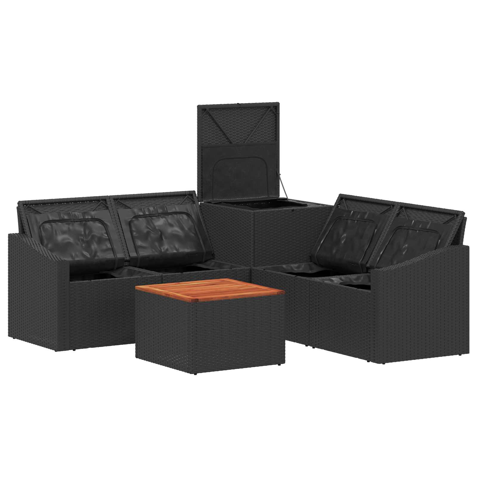 Set di divani 6 pz Nero e Bianco Crema | homemem39