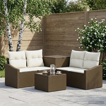 Set di divani 6 pz Marrone e Bianco Crema | homemem39