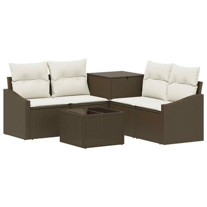 Set di divani 6 pz Marrone e Bianco Crema | homemem39